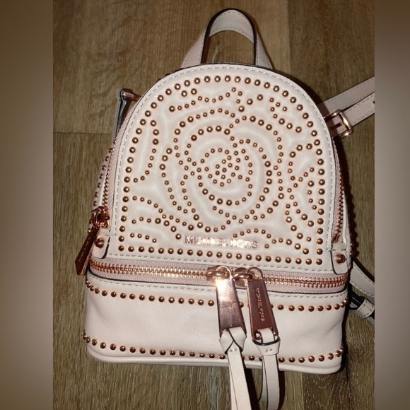 Michael Kors Rhea mini rose studded leather backpack - Picture 3 of 13